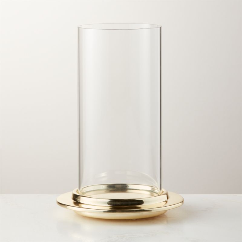 View Alta Champagne Brass and Glass Hurricane Candle Holder by Gianfranco Frattini details