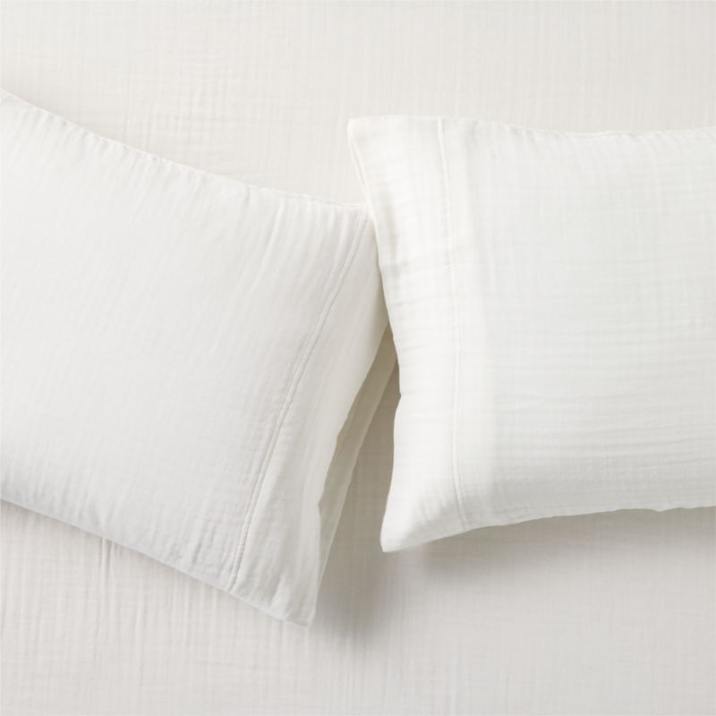 View Alto Organic Cotton Gauze Warm White Standard Pillowcases Set of 2 details