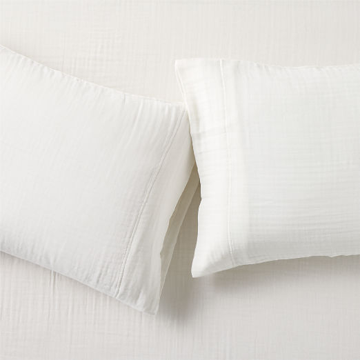 Alto Organic Cotton Gauze Warm White Standard Pillowcases Set of 2