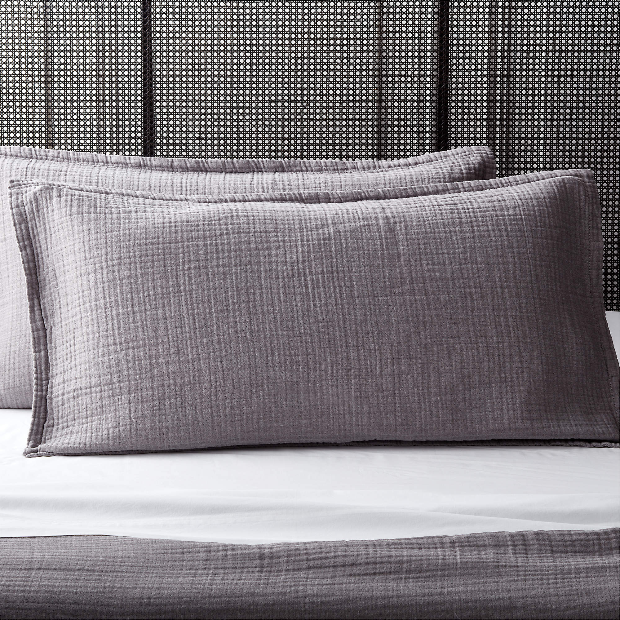 Alto Organic Cotton Grey Standard Pillow Shams Set of 2 + Reviews CB2