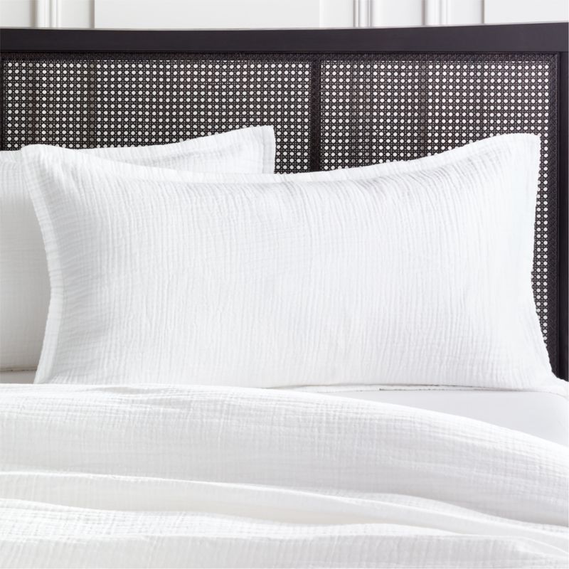 View Alto Organic Cotton Gauze White King Pillow Shams Set of 2 details