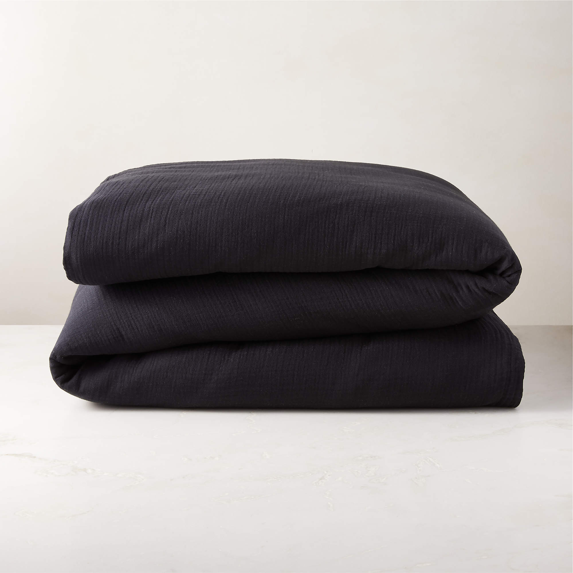 Alto Organic Cotton Black Full/Queen Duvet Cover CB2