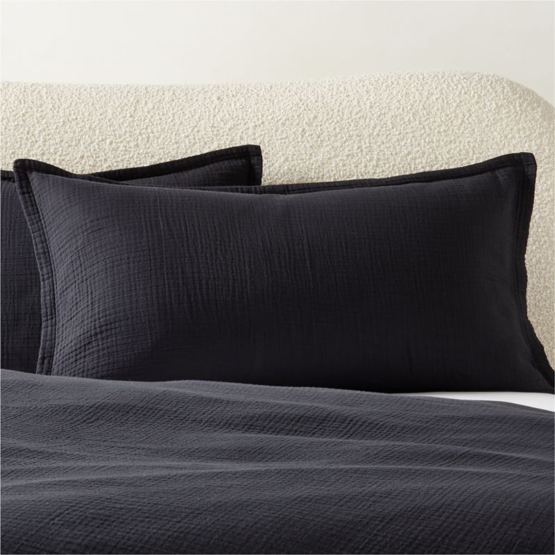 View Alto Organic Cotton Black King Pillow Shams Set of 2 details