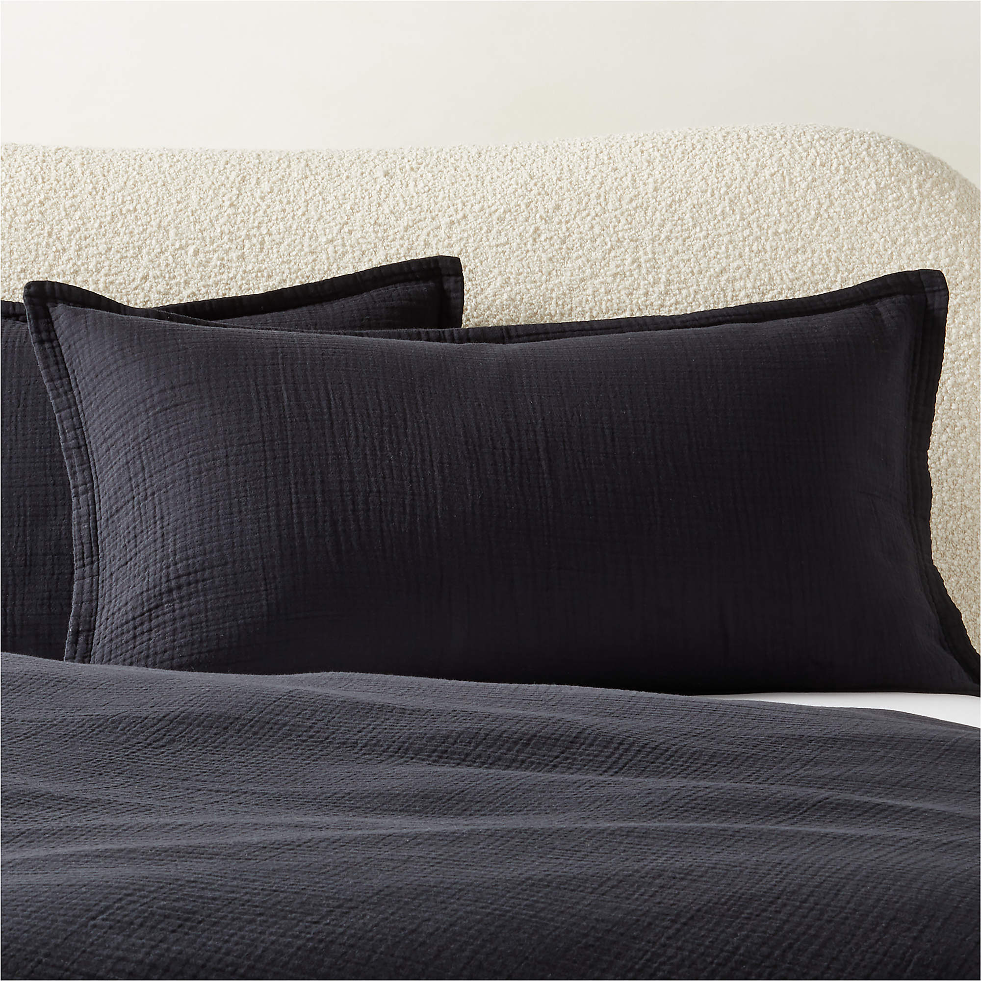 Alto Organic Cotton Black King Pillow Shams Set of 2 + Reviews CB2