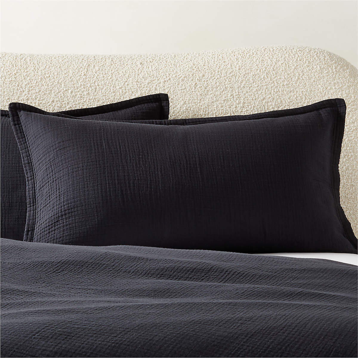 Alto Organic Cotton Black King Pillow Shams Set of 2 + Reviews CB2