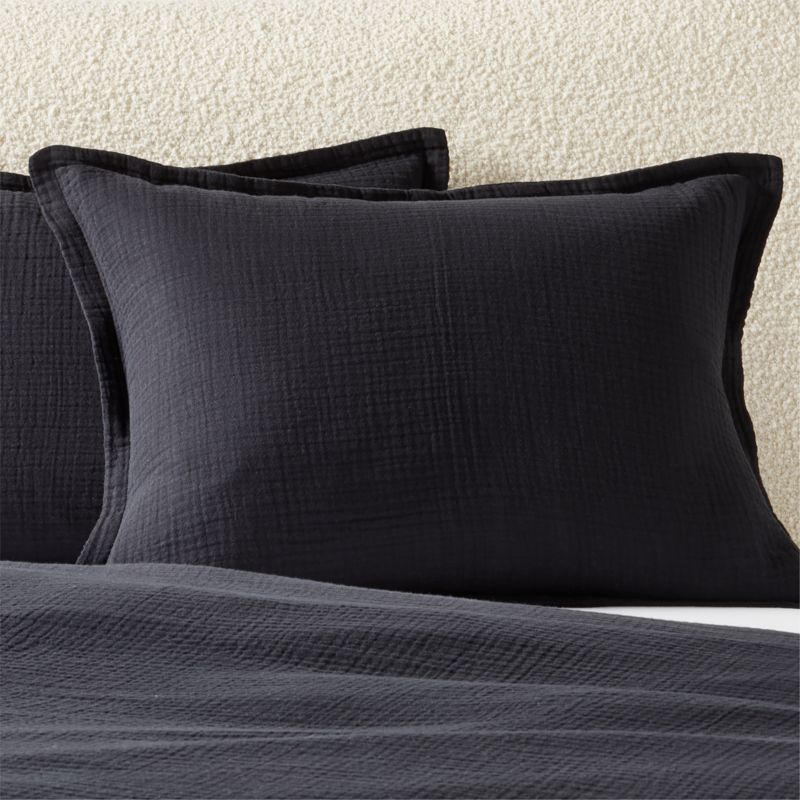 View Alto Organic Cotton Black Standard Pillow Shams Set of 2 details