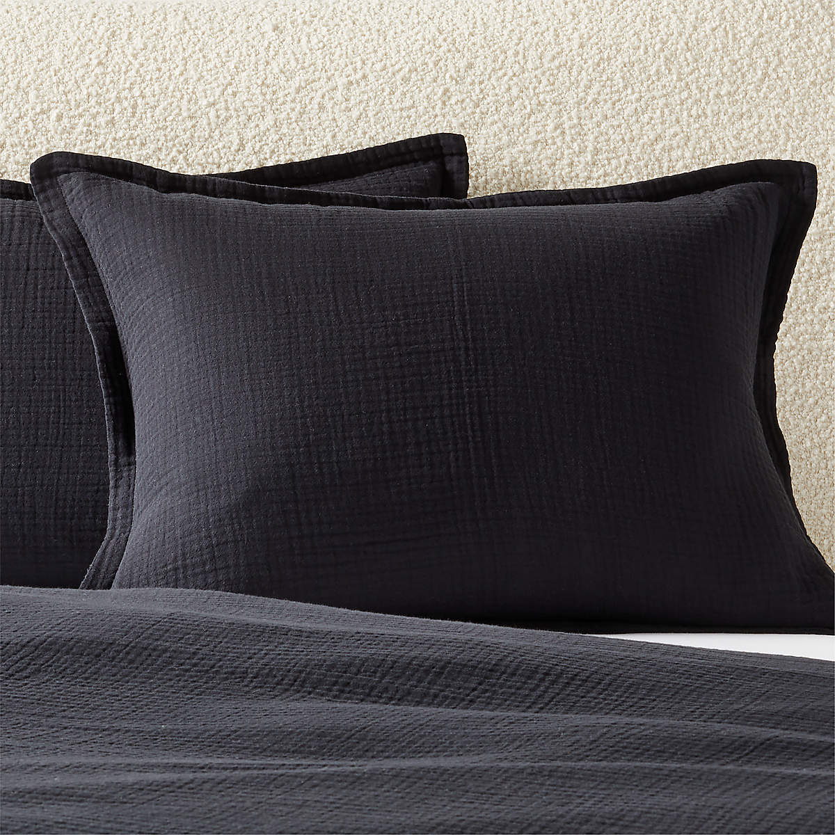 Alto Organic Cotton Black Standard Pillow Shams Set of 2 CB2