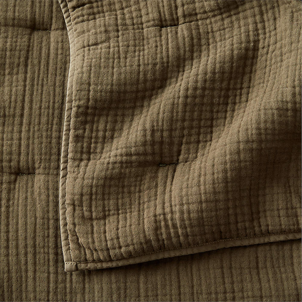 Stitched Organic Cotton Sateen Ivory Full/Queen Quilt