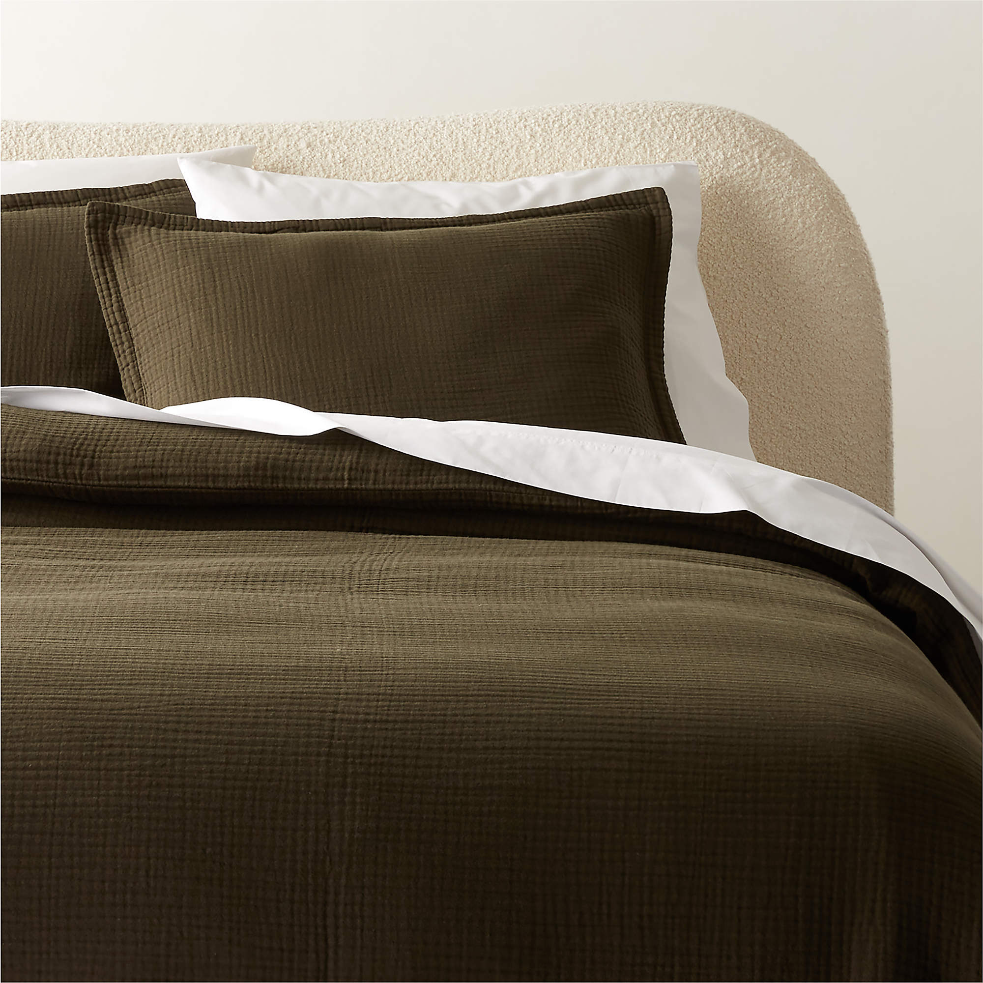 Alto Organic Cotton Dark Green Full/Queen Duvet Cover + Reviews CB2