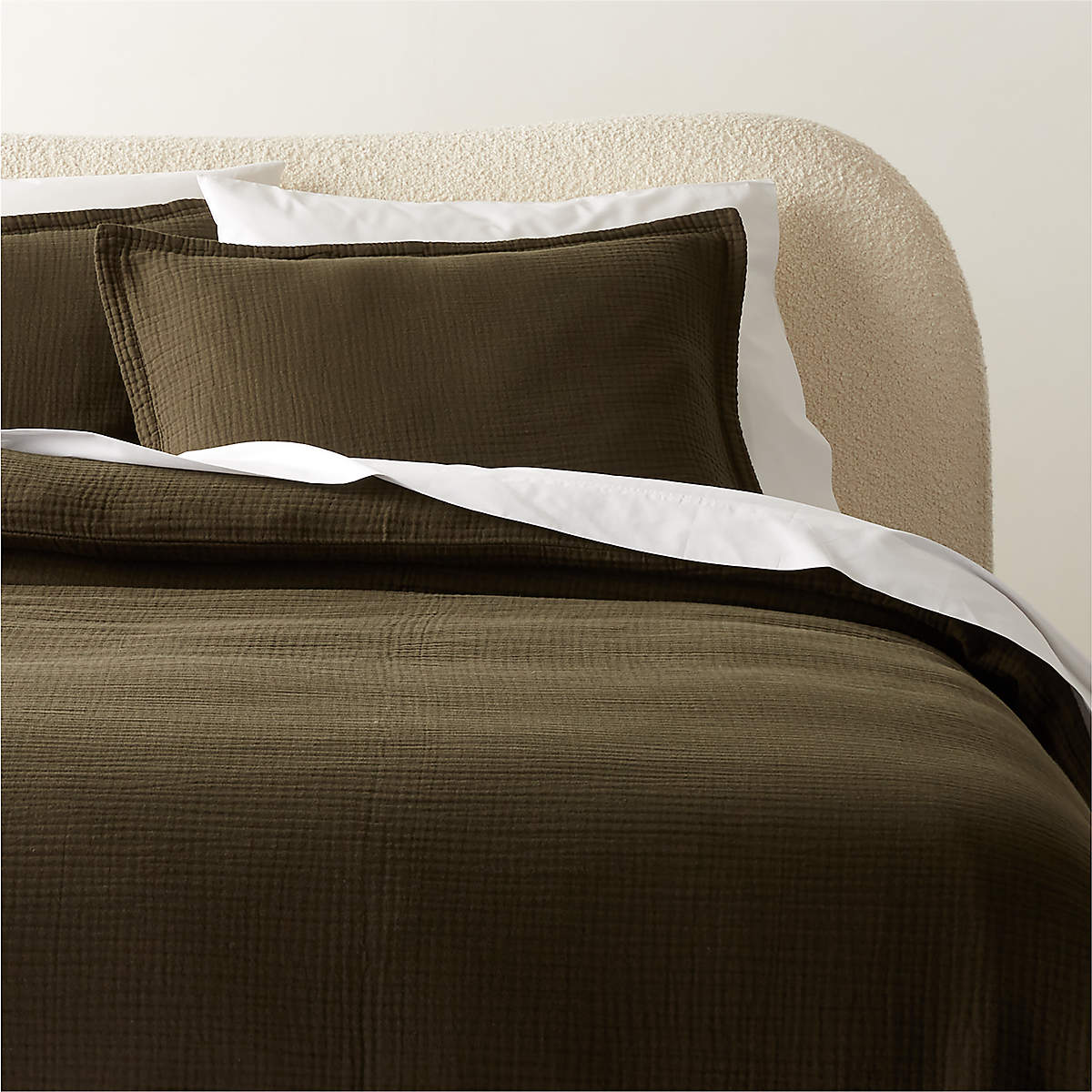 Alto Organic Cotton Dark Green King Duvet Cover + Reviews | CB2