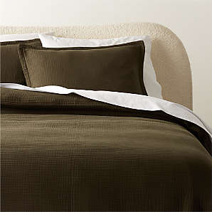 Niera Pinstitch Organic Cotton Black Duvet Cover and Pillow Shams