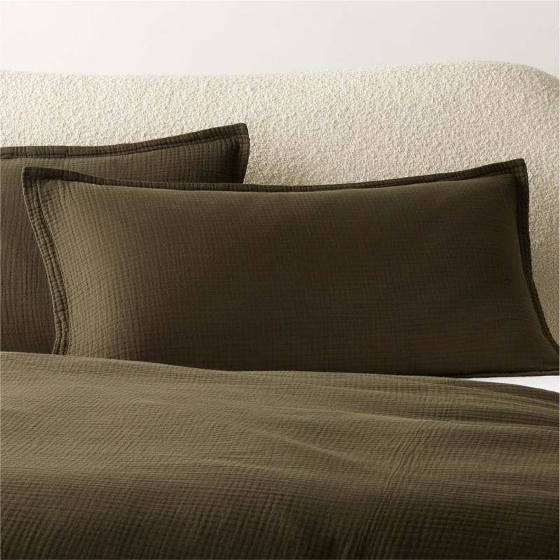 View Alto Organic Cotton Dark Green King Pillow Shams Set of 2 details
