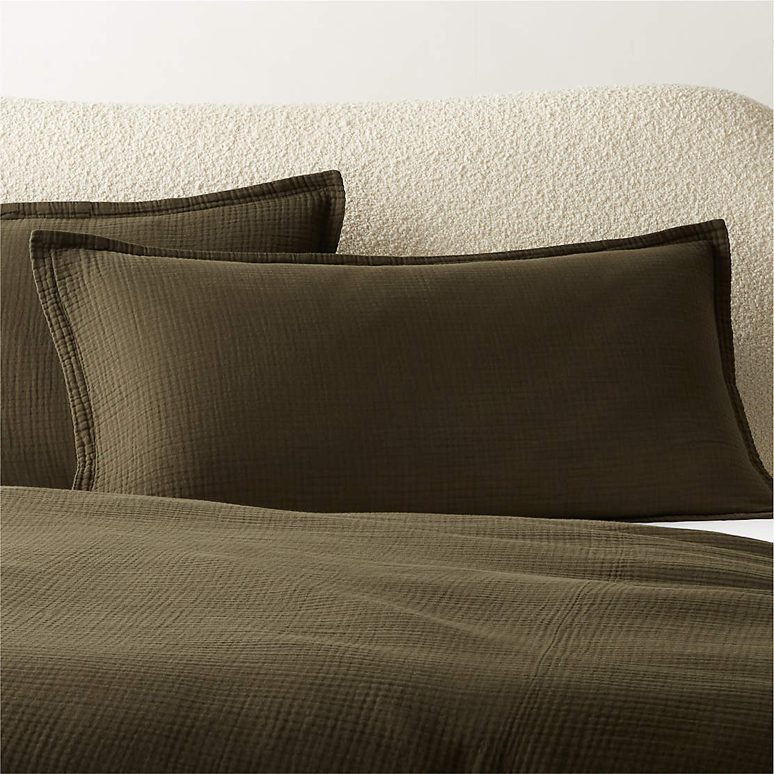 Alto Organic Cotton Dark Green King Duvet Cover + Reviews CB2