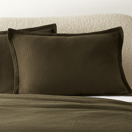 Alto Organic Cotton Dark Green King Pillow Shams Set of 2