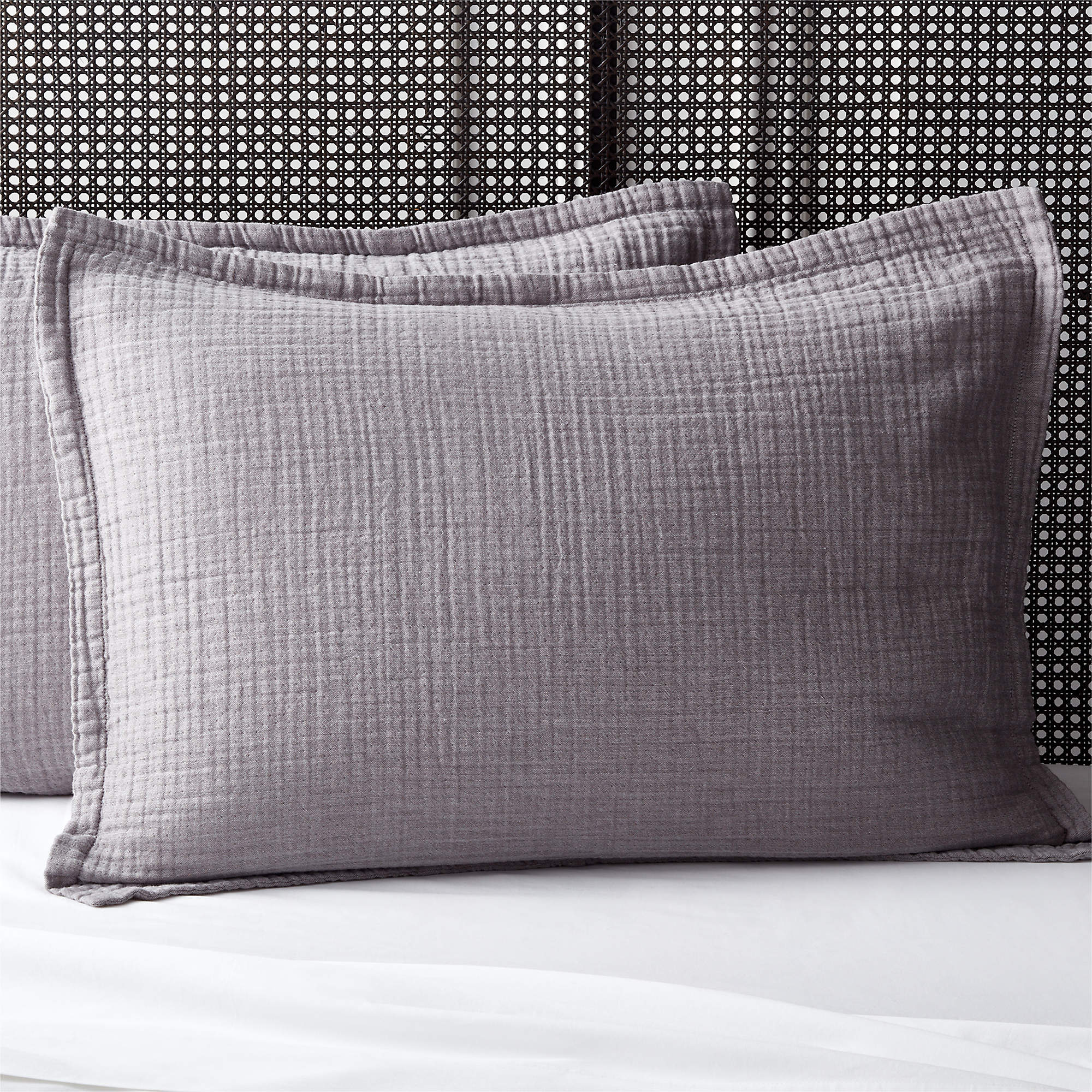 Alto Organic Cotton Grey Standard Pillow Shams Set of 2 + Reviews CB2