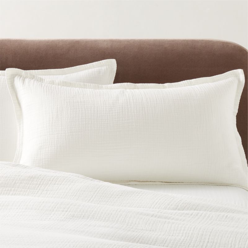View Alto Organic Cotton Gauze Warm White King Pillow Shams Set of 2 details
