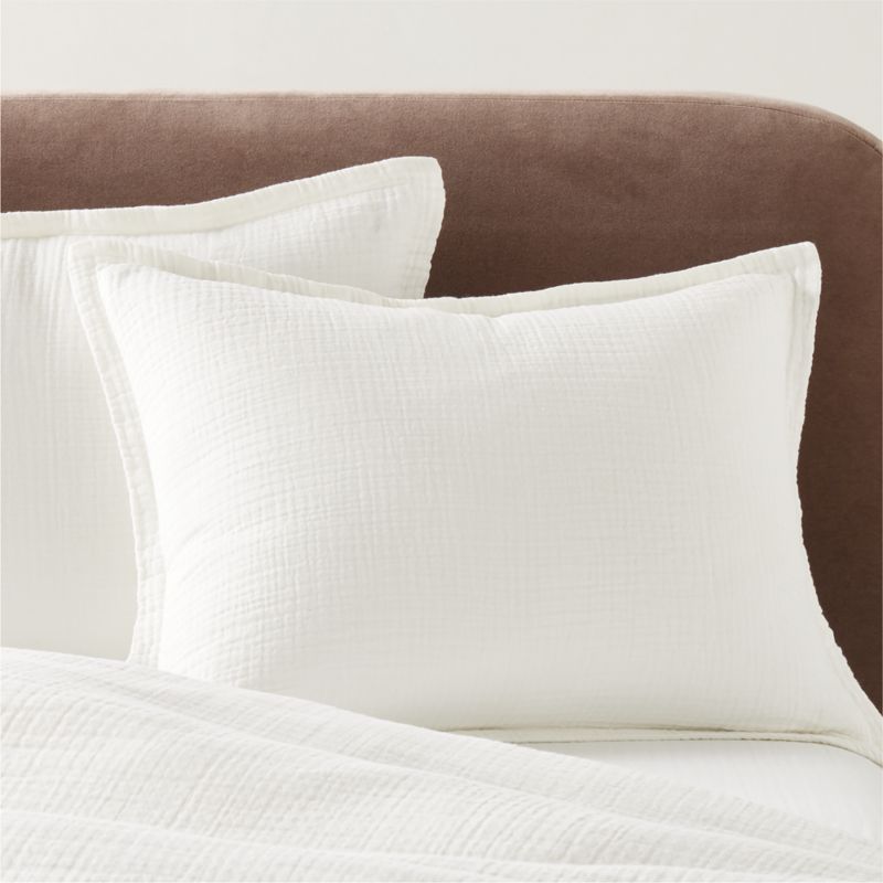 Alto Organic Cotton Warm White King Pillow Shams Set of 2 + Reviews | CB2