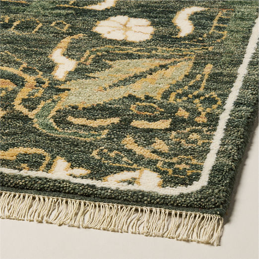 Alvina Hand-Knotted Green New Zealand Wool Runner Rug 2.5'x8'