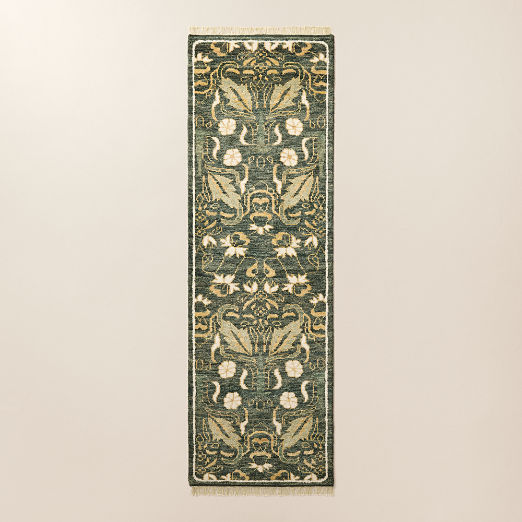 Alvina Hand-Knotted Green New Zealand Wool Runner Rug 2.5'x8'