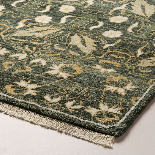 Alvina Hand-Knotted Green New Zealand Wool Rug