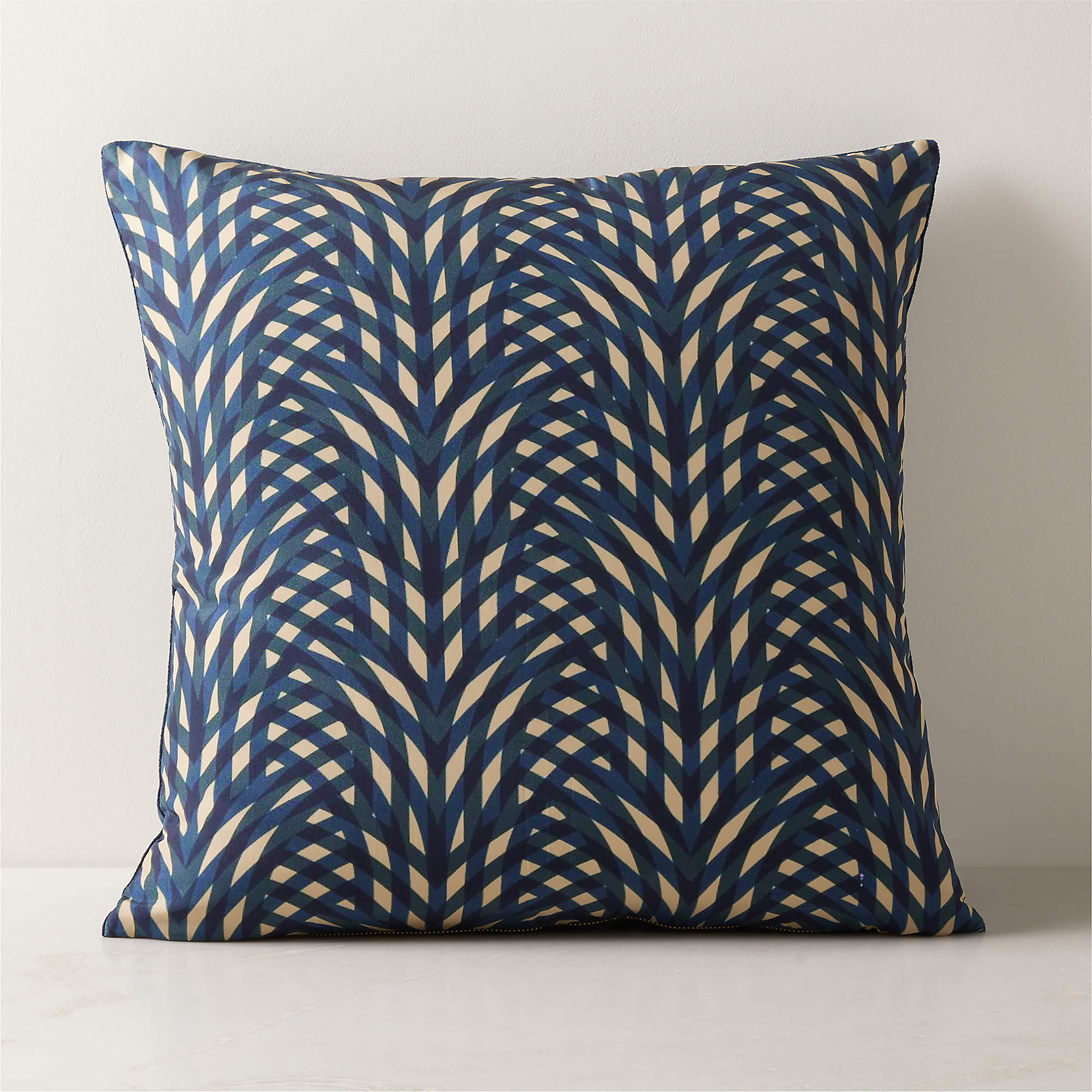 Amal Navy Blue Silk Throw Pillow 20" CB2 Canada