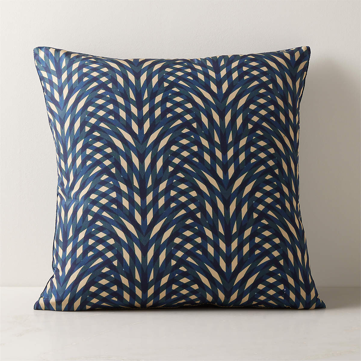 Amal Navy Blue Silk Throw Pillow Cover 20" CB2