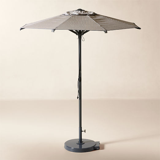 8' Amalfi Round Black and White Striped Sunbrella® Outdoor Patio Umbrella