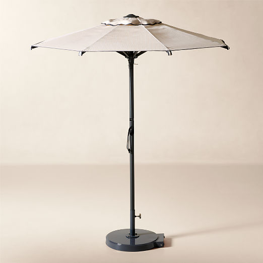 8' Amalfi Round Natural and White Striped Sunbrella® Outdoor Patio Umbrella
