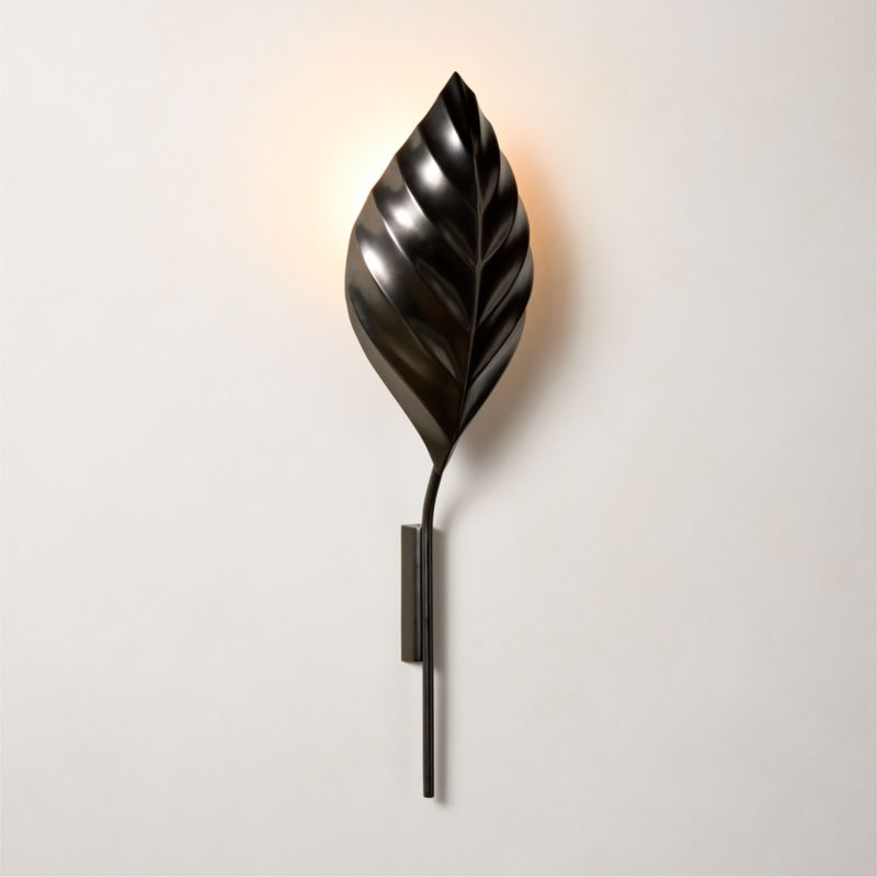 Amalia Blackened Brass Leaf Wall Sconce - image 0 of 4