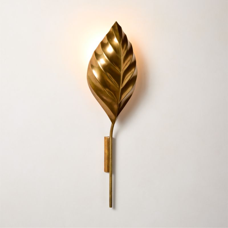 View Amalia Unlacquered Brass Leaf Wall Sconce details
