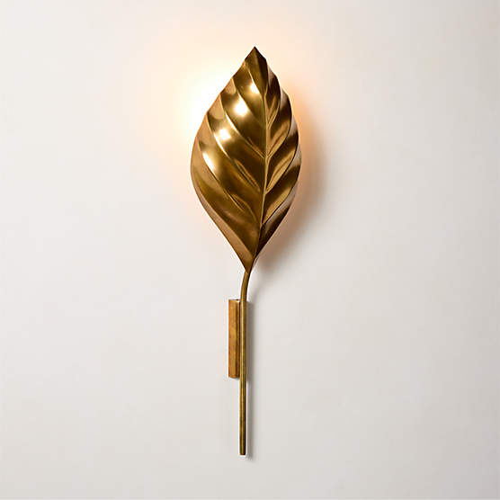 Amalia Unlacquered Brass Leaf Wall Sconce