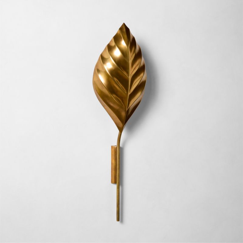 Amalia Unlacquered Brass Leaf Wall Sconce - image 1 of 4