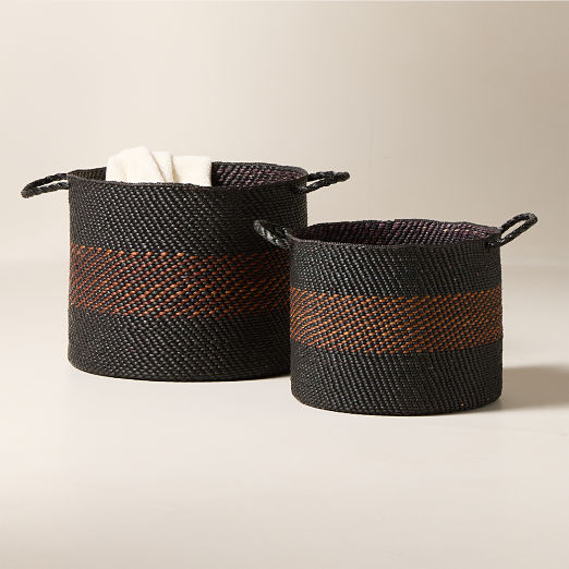 Amara Handwoven Black and Brown Storage Basket Large