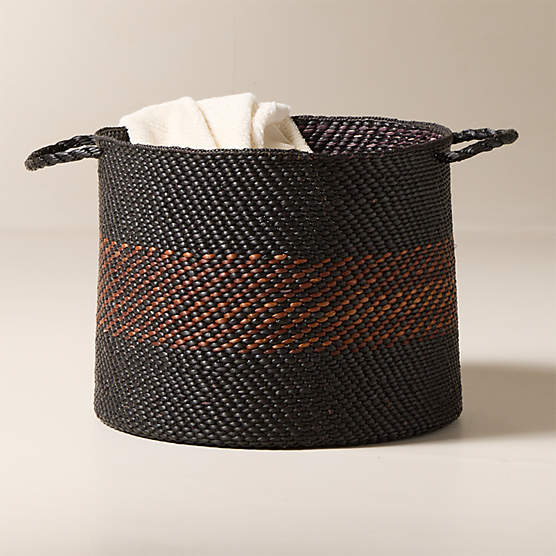Amara Handwoven Black and Brown Storage Basket Large