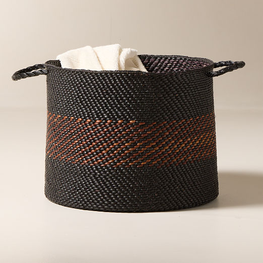 Amara Handwoven Black and Brown Storage Basket Large