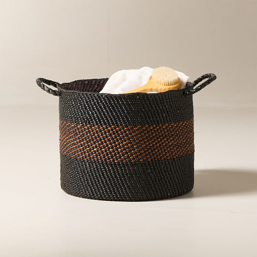 Amara Handwoven Black and Brown Storage Basket Medium