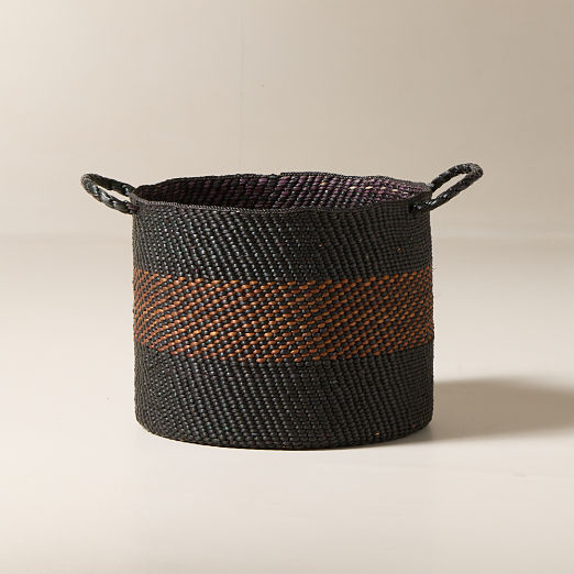 Amara Handwoven Black and Brown Storage Basket Medium