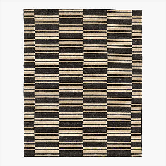 Amaro Handloomed Black Wool Area Rug 5'X8'