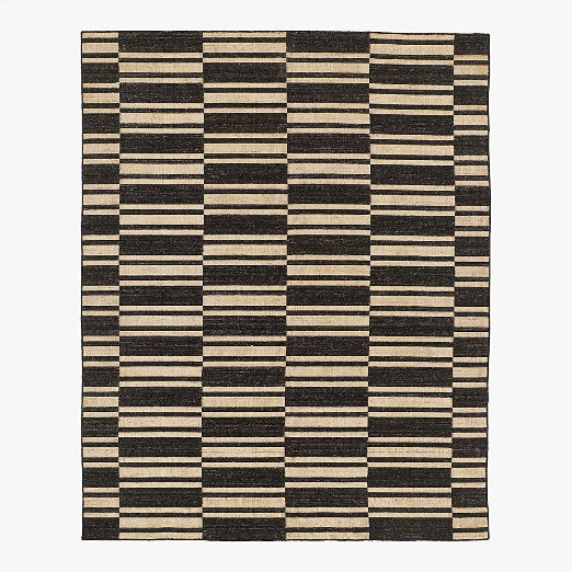 Amaro Handloomed Black Wool Area Rug 5'X8'