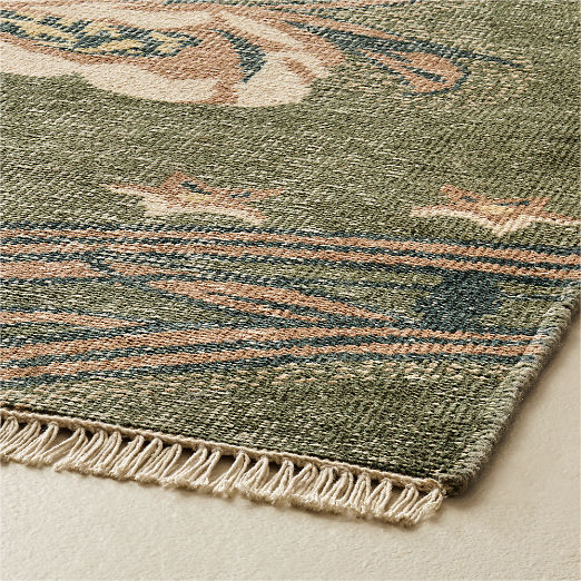 Ardito Hand-Knotted Green New Zealand Wool Area Rug