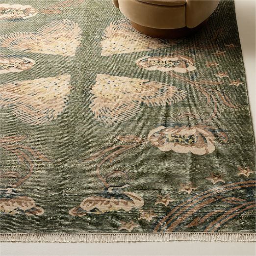 Ardito Hand-Knotted Green New Zealand Wool Area Rug