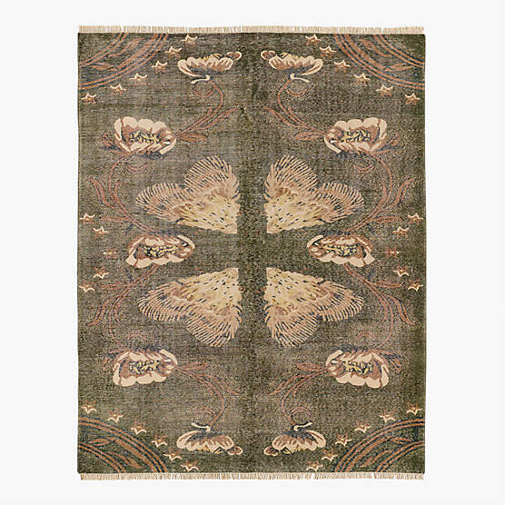 Ardito Hand-Knotted Green New Zealand Wool Area Rug 5'X8'