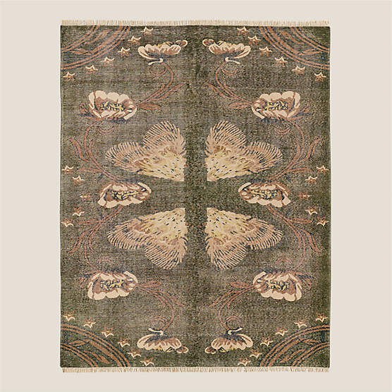 Ardito Hand-Knotted Green New Zealand Wool Area Rug 10'X14'