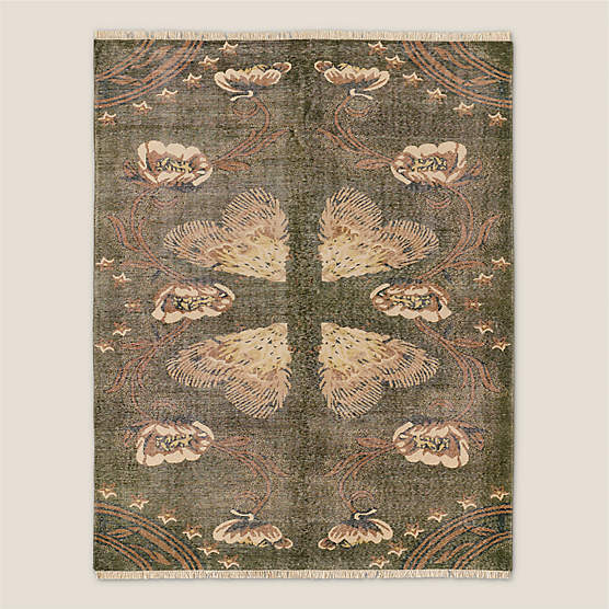 Ardito Hand-Knotted Green New Zealand Wool Area Rug 5'X8'