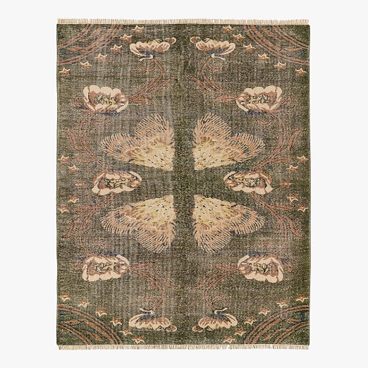 Ardito Hand-Knotted Green New Zealand Wool Area Rug 5'X8'