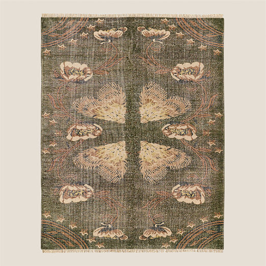 Ardito Hand-Knotted Green New Zealand Wool Area Rug 5'X8'
