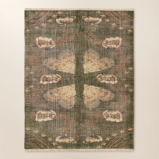 Ardito Hand-Knotted Green New Zealand Wool Area Rug 6'X9'