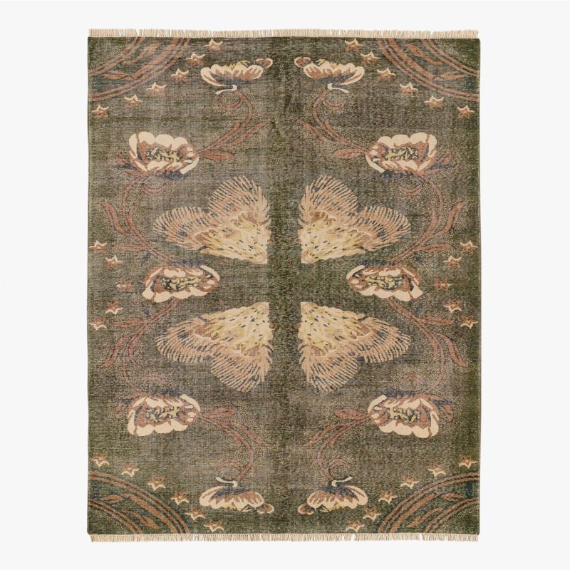 Ardito Hand-Knotted Green New Zealand Wool Area Rug 9'X12'