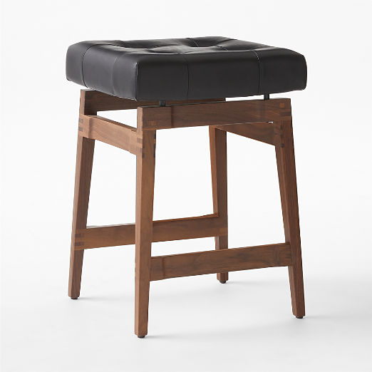 Briosco Black Leather Counter Stool by Gianfranco Frattini