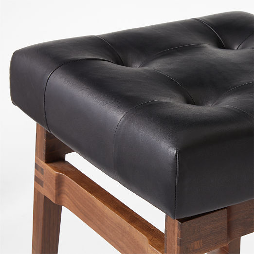 Briosco Black Leather Bar Stool by Gianfranco Frattini